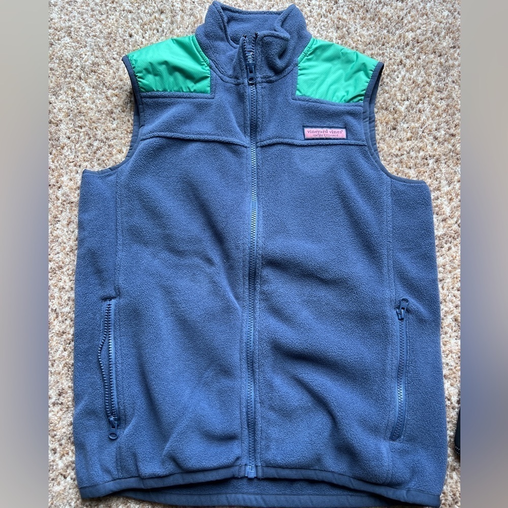 Vineyard Vines Slate Blue Green Fleece Vest Size Youth Large XL 20